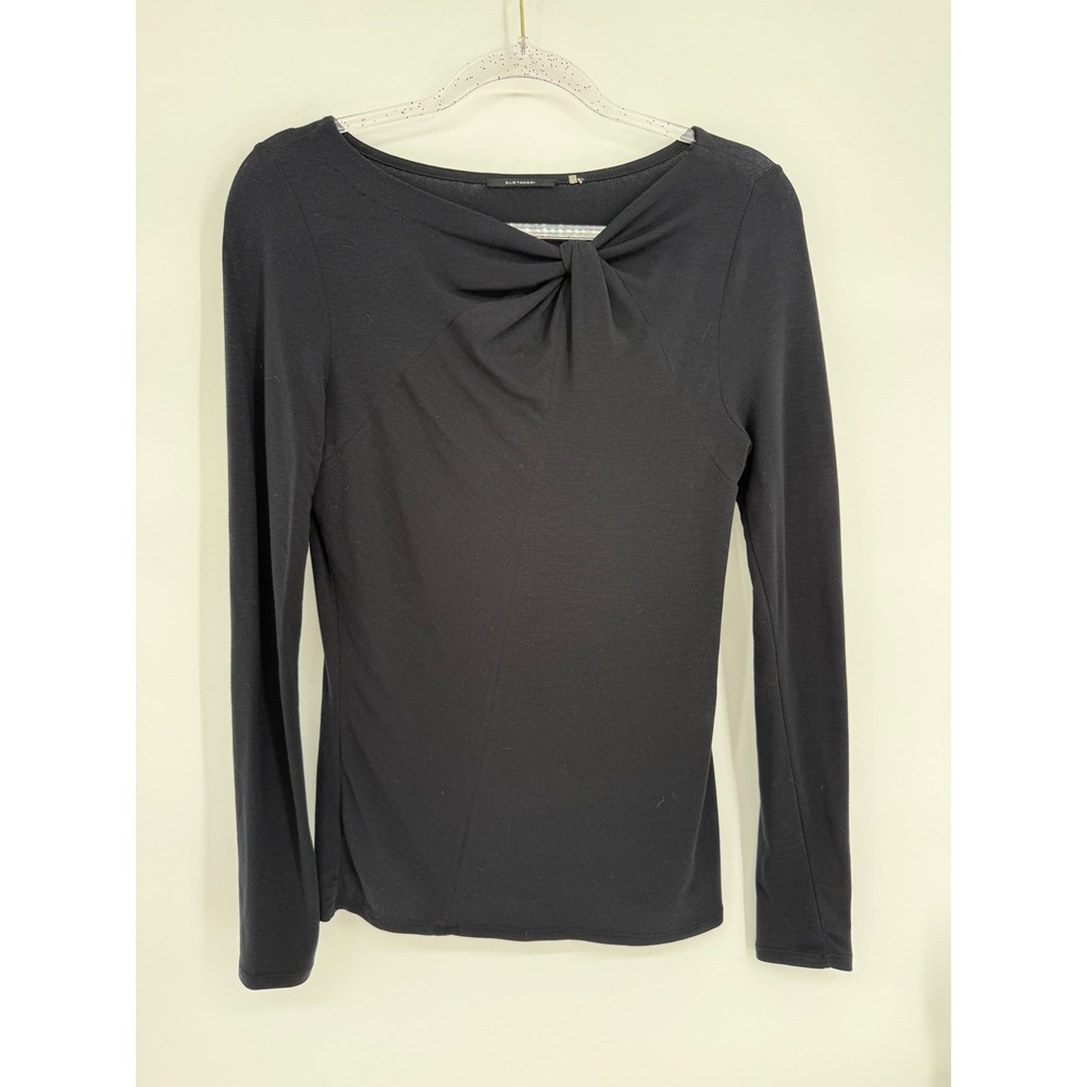 Elie Tahari Womens Black Twist Knot Long Sleeve Lyocell Stretch Top Sz S